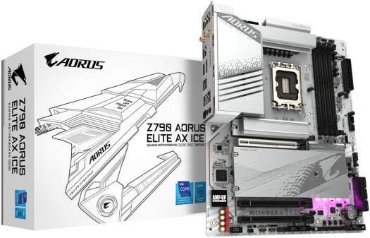 GIGABYTE Z790 AORUS ELITE AX ICE LGA1700 ATX Motherboard, Intel Z790 Chipsert, 4x DDR5 DIMM, 256GB Max, 1x PCI Ex16, 4x M.2, Wi-Fi 6E, Realtek 2.5GbE, HDMI / DP, USB Type-C | Z790-A-ELITE-AX-ICE