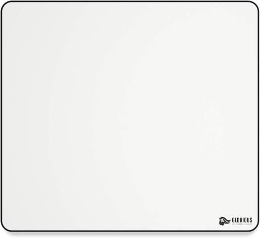 Glorious Large Gaming Mouse Pad/Mat, 16"x18" Size, For Desk / Rubber Base / Computer, With Stitched Edges, White | GW-XL