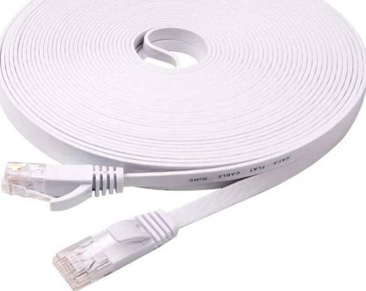Ethernet Computer Internet Flat Lan Network RJ45 Connector Cable 15 Meter white