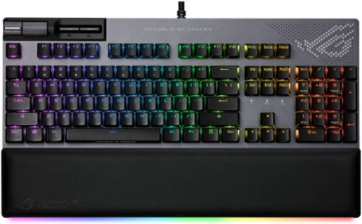 ASUS ROG Strix Flare II Animate RGB Gaming Keyboard, Hot-swappable, ROG NX Red Tactile Switches, Cust LED Display, PBT Keycaps, Media Controls, Wrist Rest, ENG-ARAB Layout, Gunmetal | 90MP02E6-BKCA00