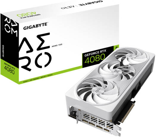 GIGABYTE GeForce RTX 4080 AERO Graphics Card, 16GB GDDR6X 256 bit Memory, 2505 MHz Core Clock, 22.4 Gbps Memory Clock, 9728 CUDA Cores, PCI-E 4.0, DP 1.4a *3 HDMI 2.1 *1 | GV-N4080AERO-16GD