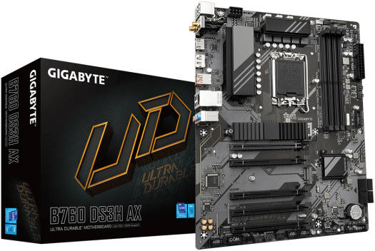 GIGABYTE B760 DS3H AX LGA 1700 ATX Motherboard, Intel B760 Chipset, 4 x DDR5 DIMM, Up to 192GB Memory, Wi-Fi 6E AX21, BT 5.3, 1x PCI Ex16, 1x M.2, 1x HDMI, 1x DP, USB Type-C | B760 DS3H AX
