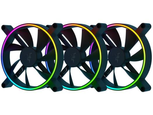 Razer Kunai Chroma 140mm aRGB PC Fan, PWM Fan Controller Support, Connect Up to 8 Fan, 15-30 dBA Noise, Cooling 500-1600 Rpm, 3 Fans, Black | RC21-01810200-R3M1