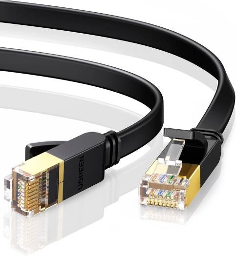 UGREEN NW106 Ethernet Cable Cat7 Gigabit Network Cable, High-Speed Flat 10Gbps, RJ45 Ethernet Cable Patch Cable, Compatible for Gaming PS5 / 4 / 3, Xbox Laptop Modem Router PC, 5 Meter, Black | 11263