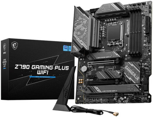 MSI Z790 Gaming Plus Wi-Fi ATX LGA 1700 Motherboard, Intel Z790 Chipset, 4x DDR5 Slot, 256GB Max Memory, 4x M.2 Slot, 3x PCI-E x16 Slot, Intel Wi-Fi 6E & BT 5.3 Connectivity, Black | 911-7E06-061