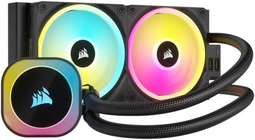 Corsair iCUE LINK H100i 240mm RGB AIO Liquid CPU Cooler, 240mm Radiator with QX120 RGB Fans, Up to 2400 RPM Speed, 63.1 CFM Airflow, Intel 1700 & AMD AM5 Sockets, Black | CW-9061001-WW